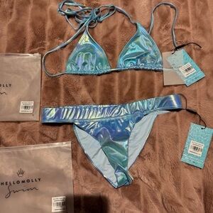Hello Molly Shiny Blue Swimwear Set